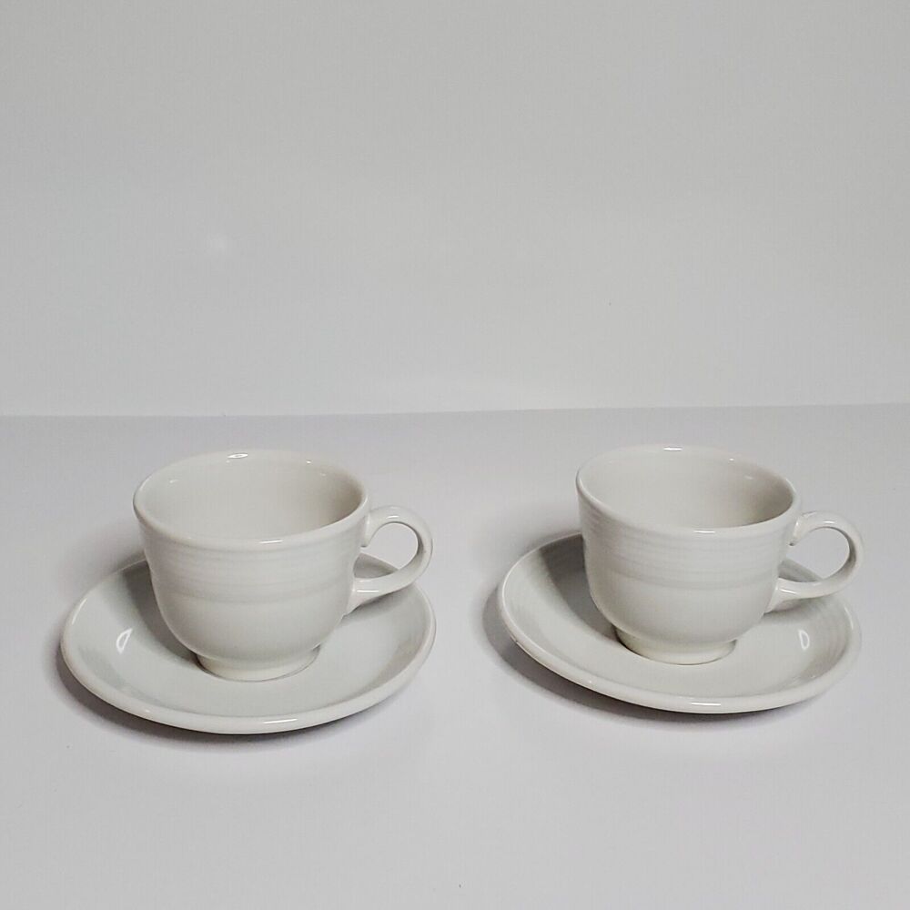 Fiesta Homer Laughlin China Co Set of 2 Cups With Saucers in White